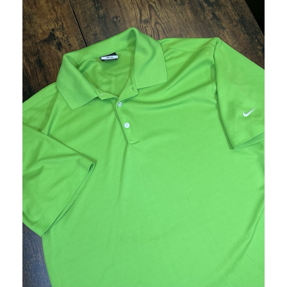 Nike Golf Dri Fit Blank Polo Green Men's Size Medium Swoosh On Sleeve